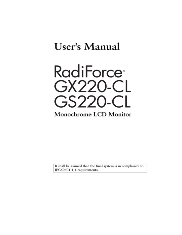 GS220 | User's manual | Eizo GX220 User`s manual | Manualzz