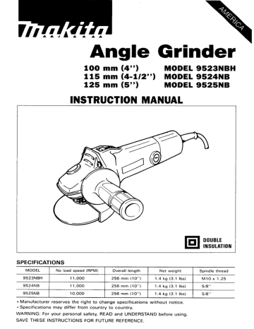 Makita discount grinder manual