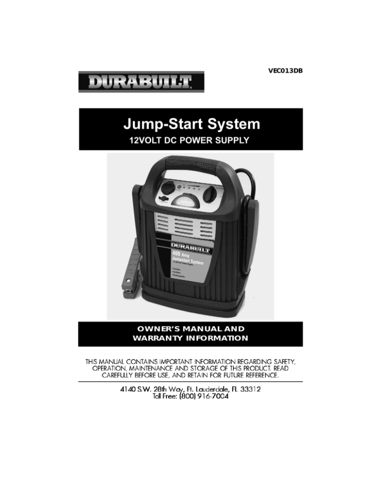 Vector Jump Start System User Manual