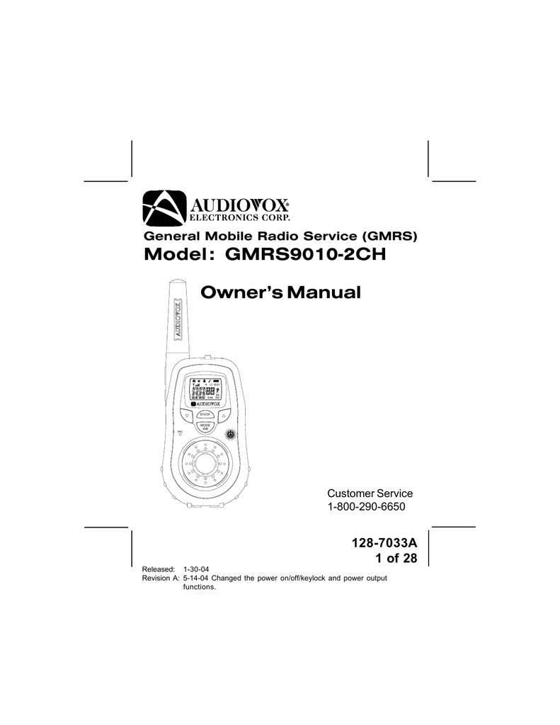Audiovox Gmrs9010 2ch Owner S Manual Manualzz