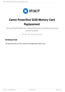 Canon PowerShot S230 Memory Card Replacement - User Guide