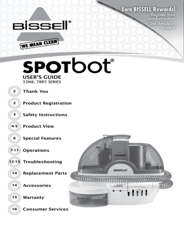 BISSELL SpotBot 33N8, 78R5 User's Guide | Manualzz
