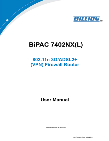 Billion BiPaC-7402NX User manual | Manualzz