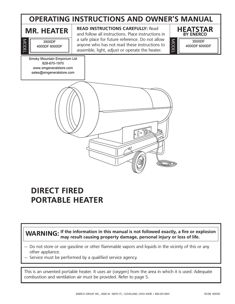 Mr. Heater 4000DF Operating instructions Manualzz