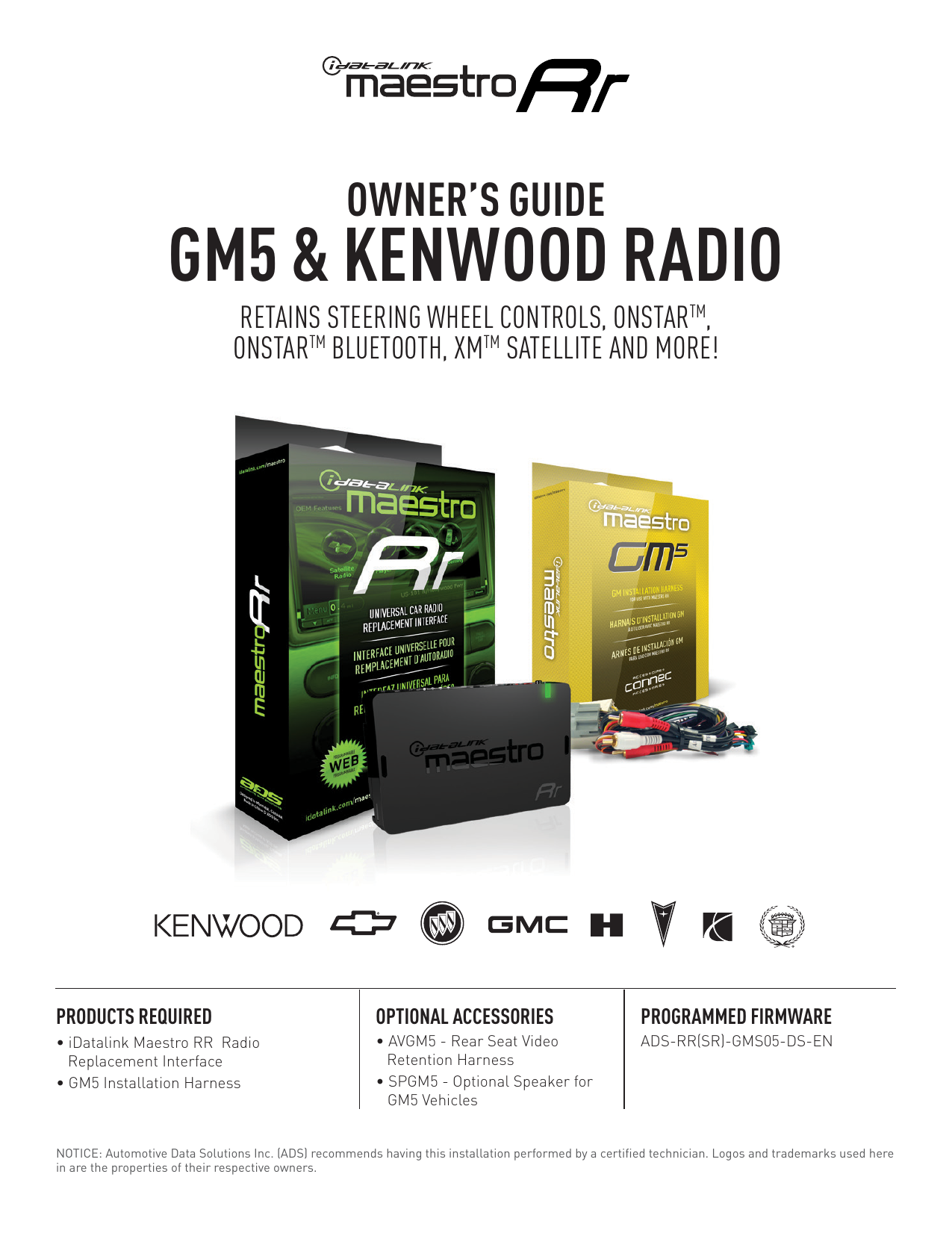 Ads Idatalink Maestro Rr Kenwood User Manual Manualzz