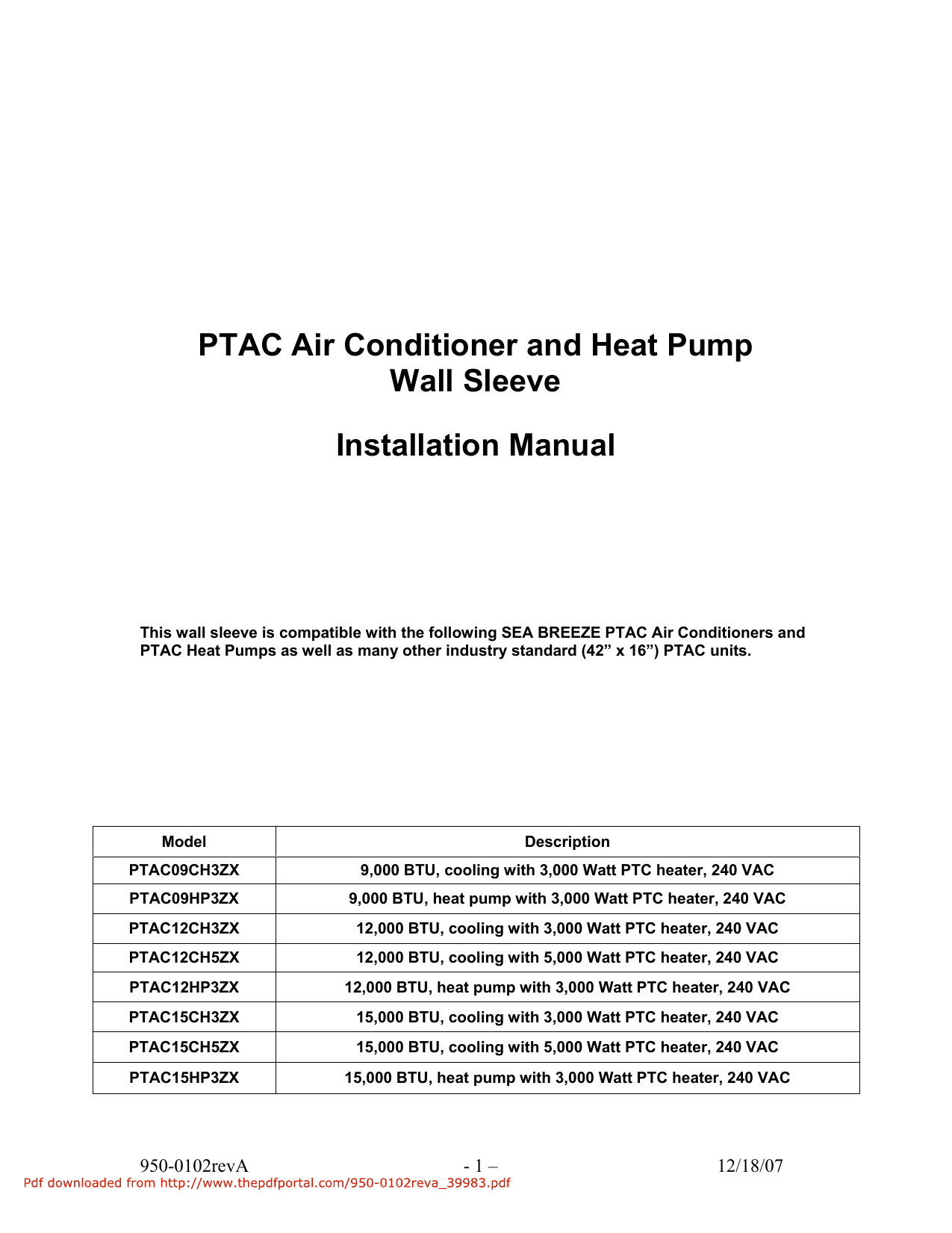 Sea Breeze Ptac Units