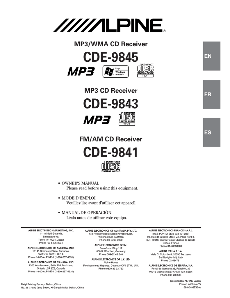 Alpine cde 133bt user manual
