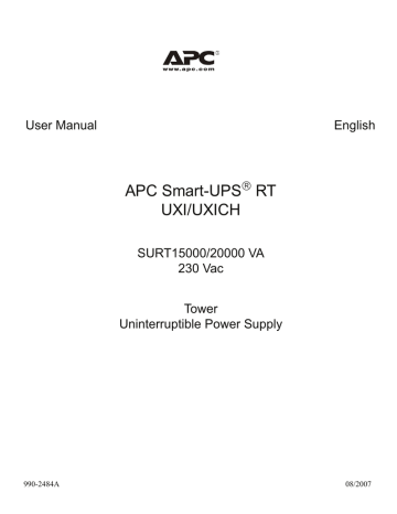 APC RT - UXICH User manual | Manualzz