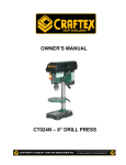 Craftex CT024N DRILL PRESS 8&quot; 1/3HP Owner`s manual