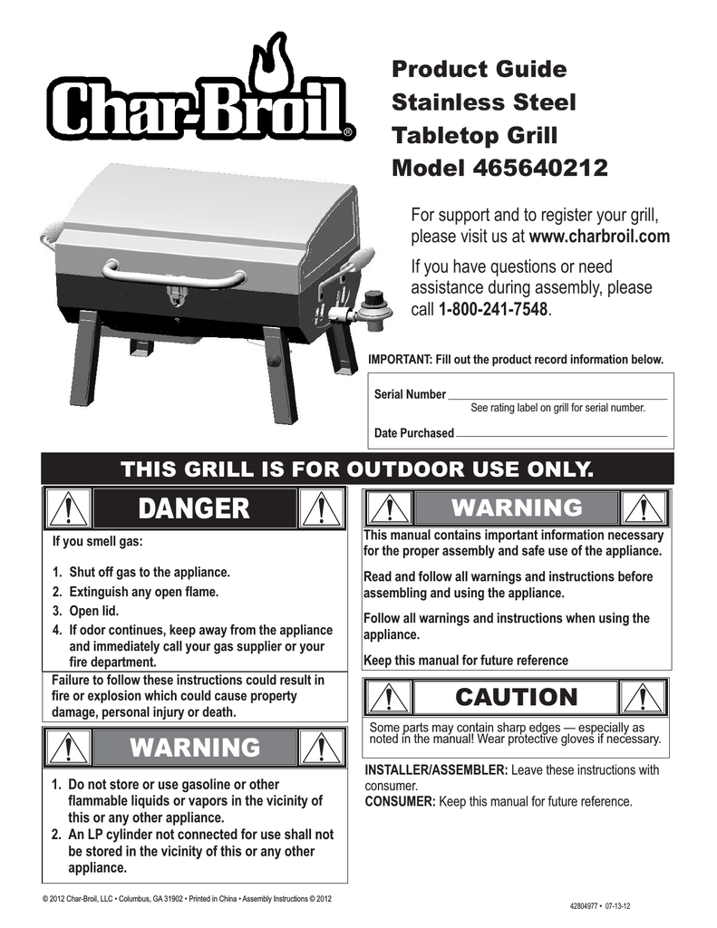 Char Broil 465640212 Product guide Manualzz