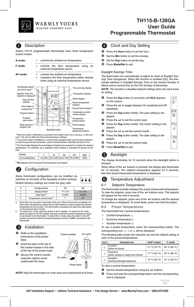 Warmly Yours Th115 Af Ga User Guide Manualzz Com