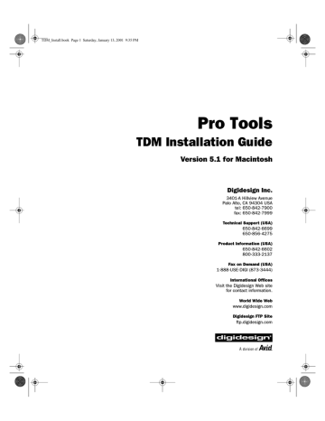 Avid Pro Tools TDM 5.1 Installation guide | Manualzz