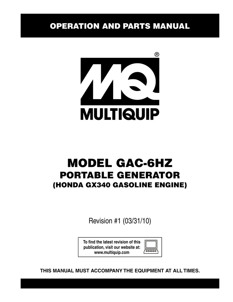 Multiquip Gac 6hz Specifications Manualzz