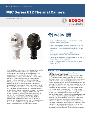 Bosch | MIC-72 | User manual | MIC Series 612 Thermal Camera | Manualzz