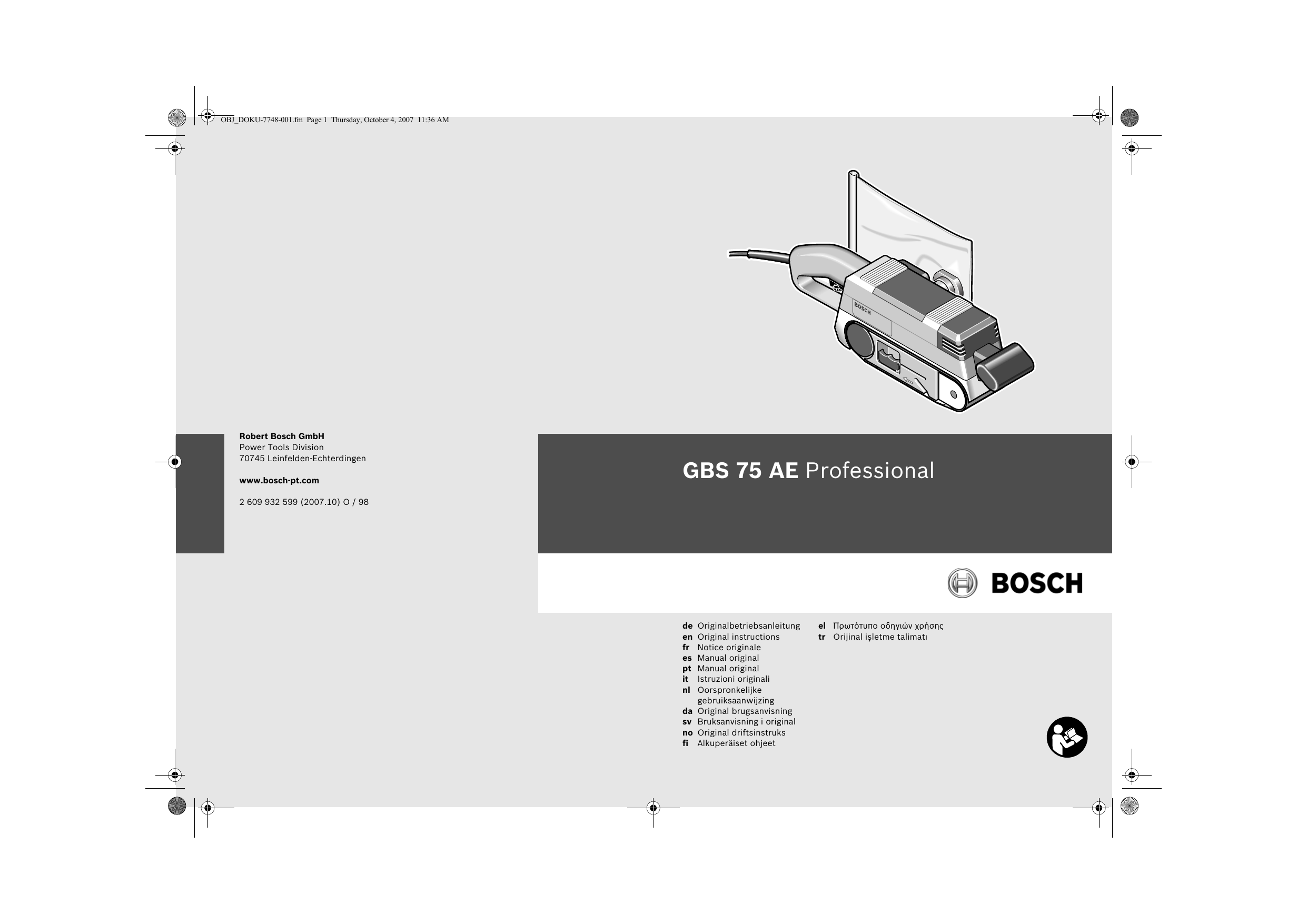 Bosch Gbs 75 Ae Professional User Manual Manualzz