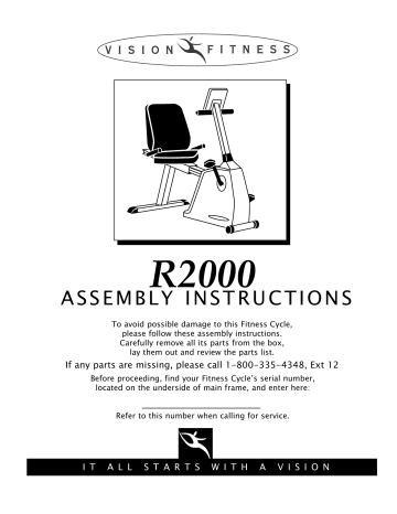 Vision Fitness | R2000 | User manual | ASSEMBLY INSTRUCTIONS | Manualzz