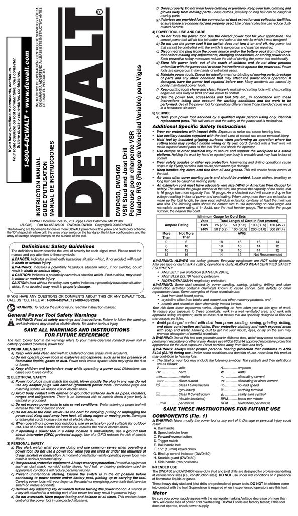DeWalt DWD460 Instruction manual | Manualzz