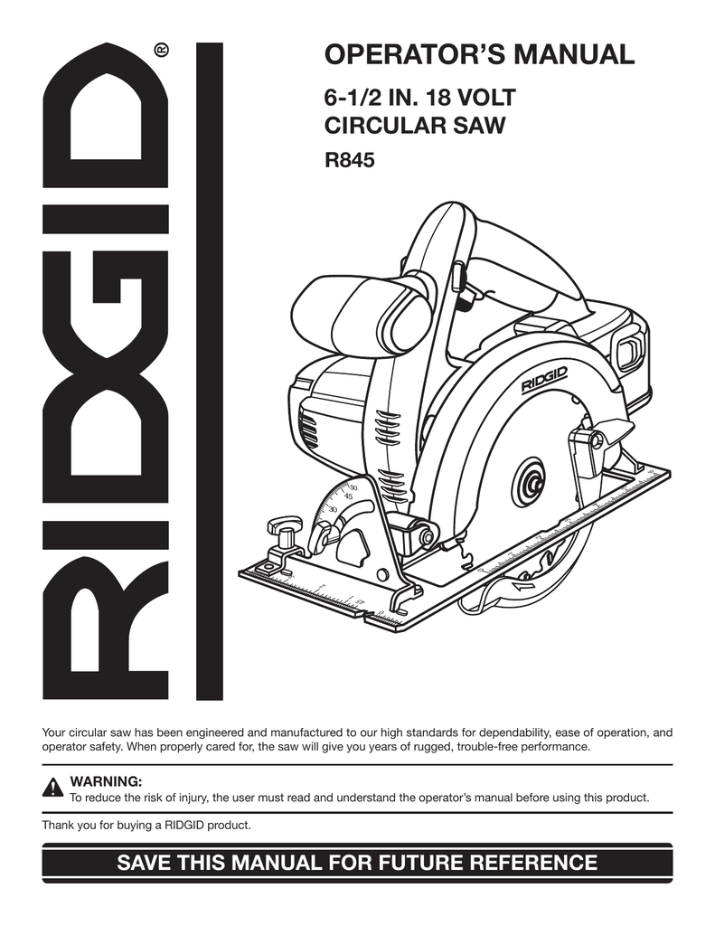 RIDGID R845 Operator s manual Manualzz