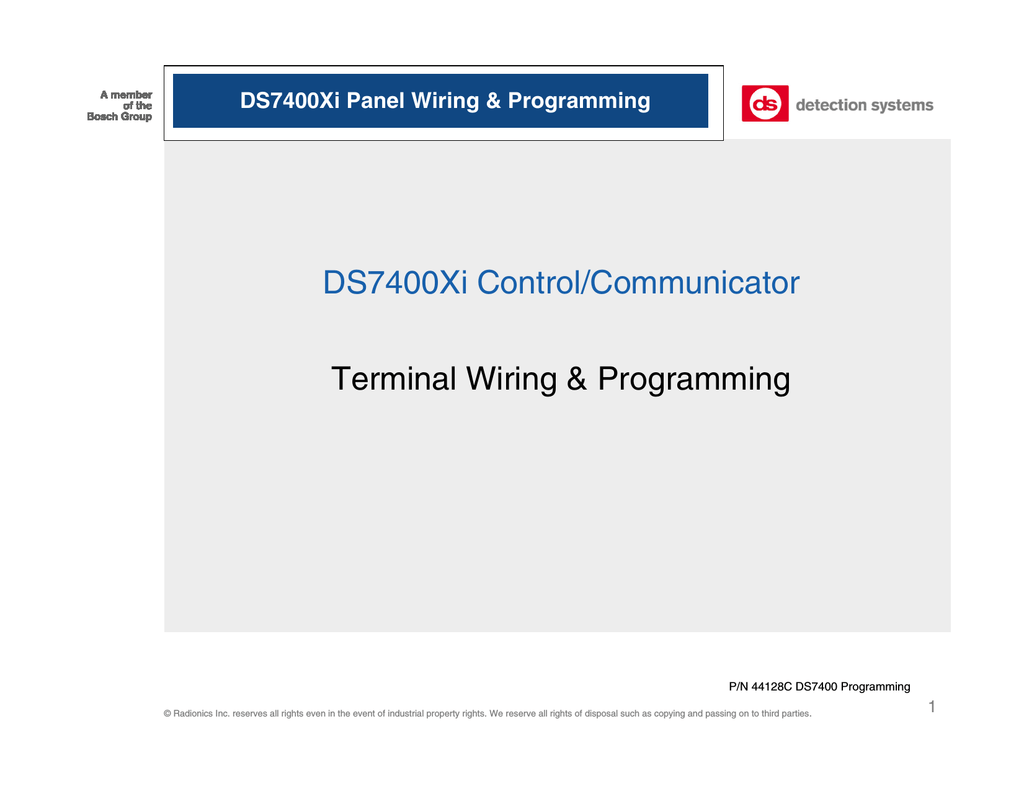 Bosch DS7400Xi Specifications Manualzz
