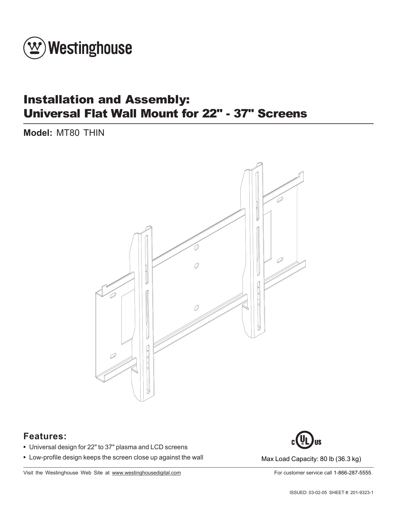 Westinghouse MT80 THIN Flat Panel Television User manual Manualzz