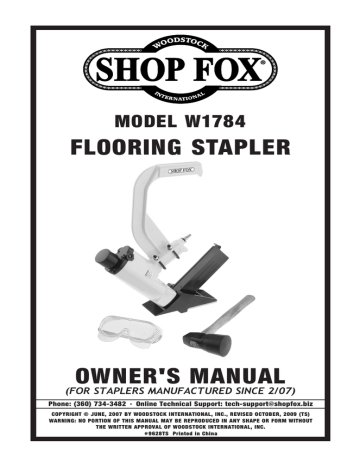 Shop fox W1784 Flooring Stapler Owner's Manual | Manualzz