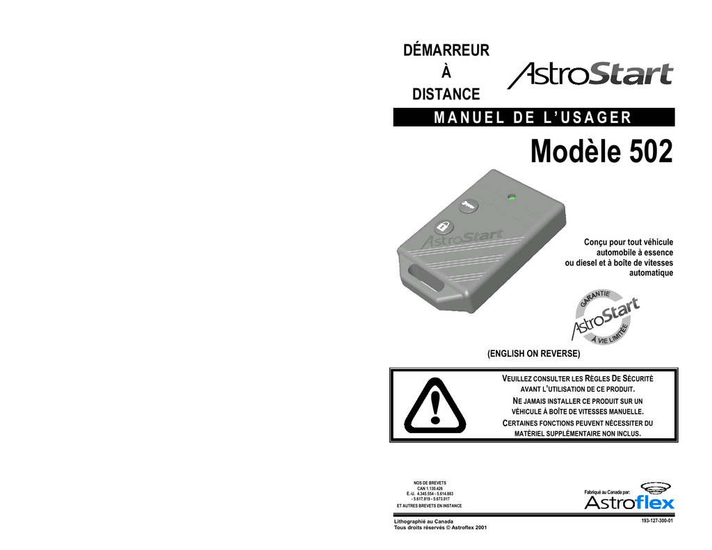 AstroStart 502 User manual | Manualzz