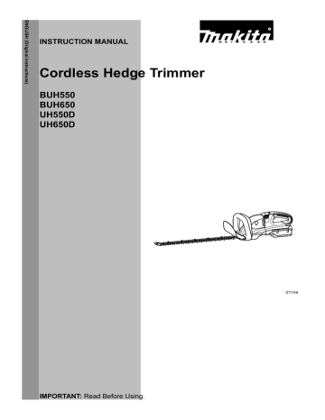Makita BUH650 Cordless Hedge Trimmer Instruction manual | Manualzz