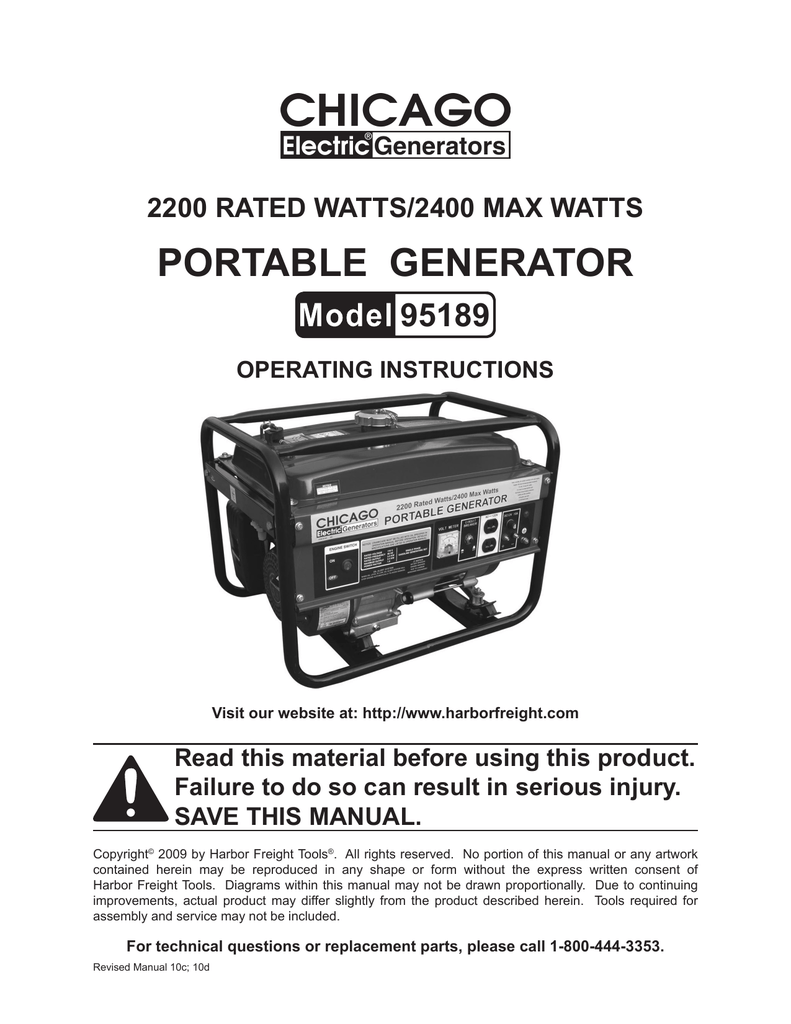 Chicago Electric Generator Parts Manual Reviewmotors.co