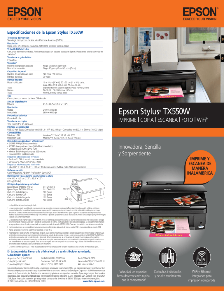 epson stylus tx550w