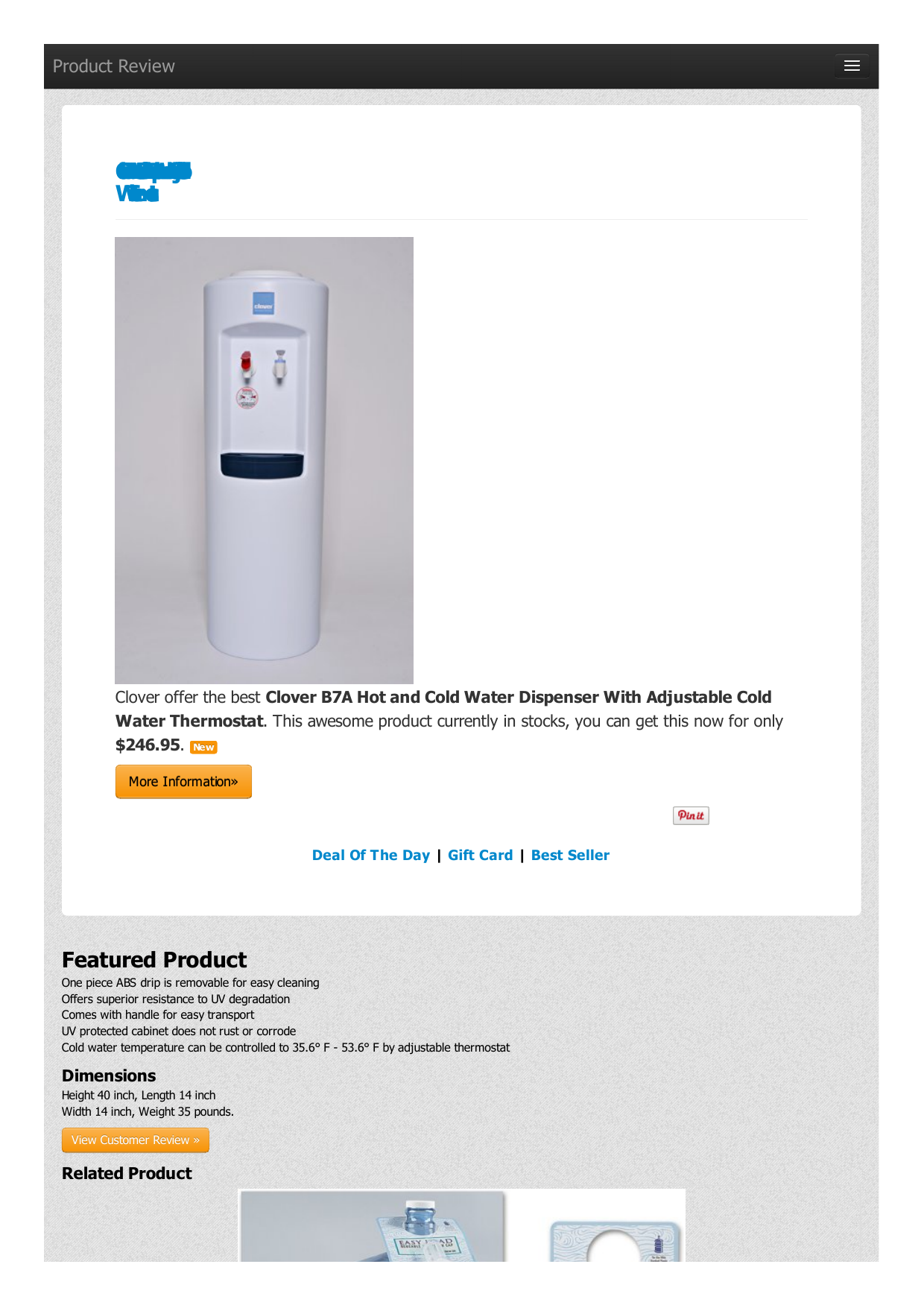 clover b7a hot and cold water dispenser