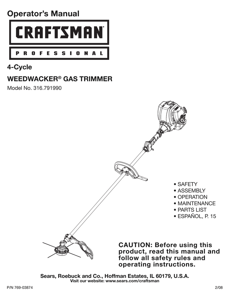 Craftsman weedwacker model 316 parts