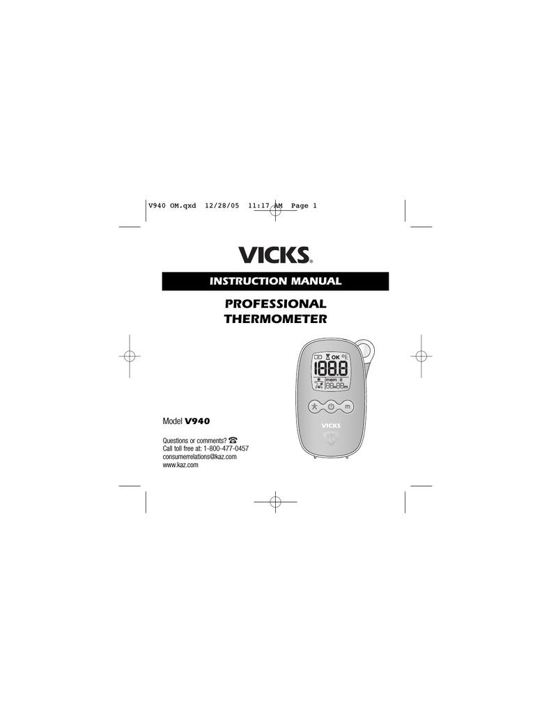 Vicks V940 Instruction manual | Manualzz