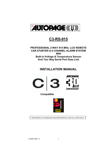 Autopage C3-RS1100 OLED Installation Manual | Manualzz