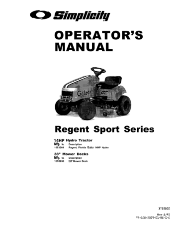 Simplicity Regent 1693264 Operator S Manual Manualzz