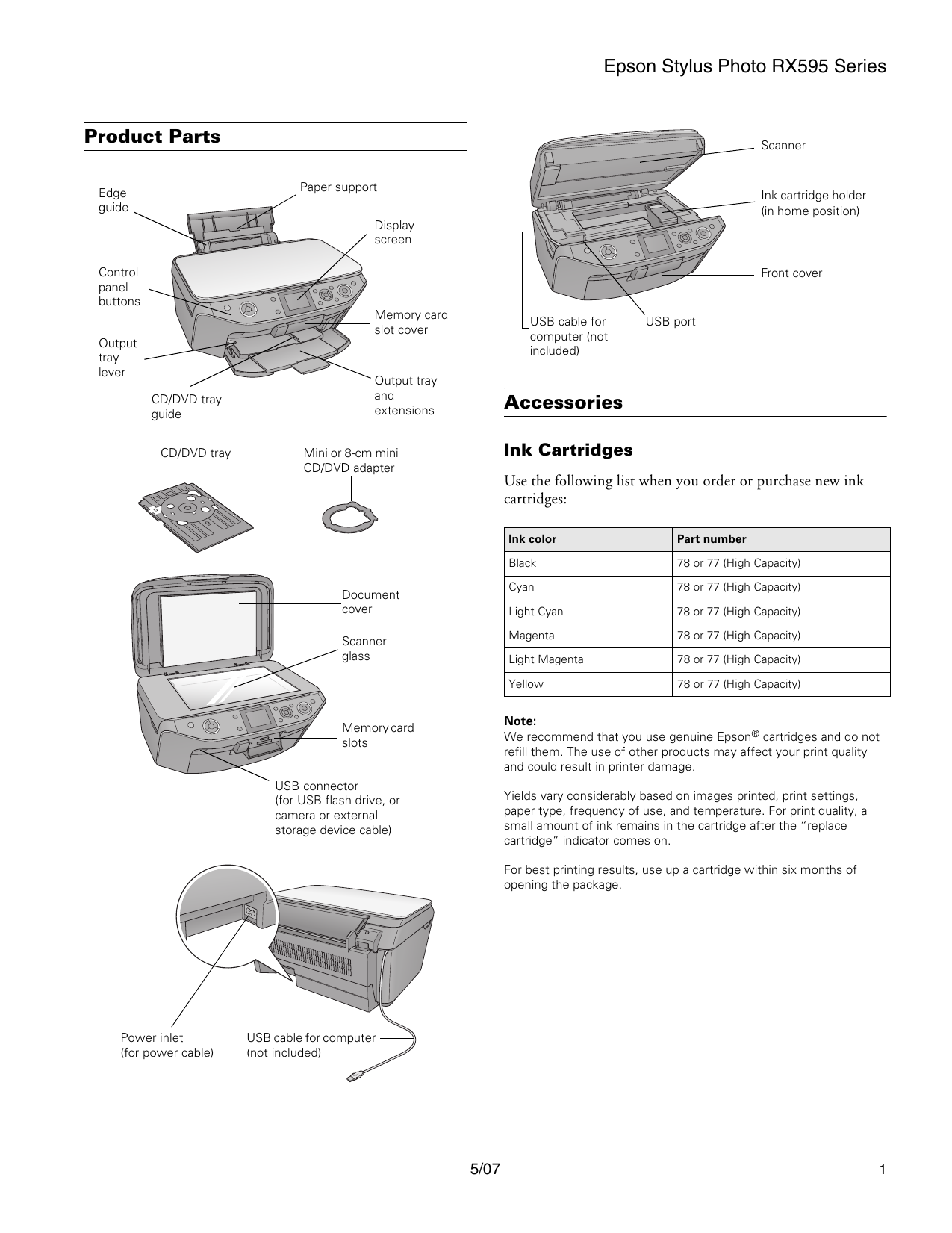 epson stylus photo rx595 series