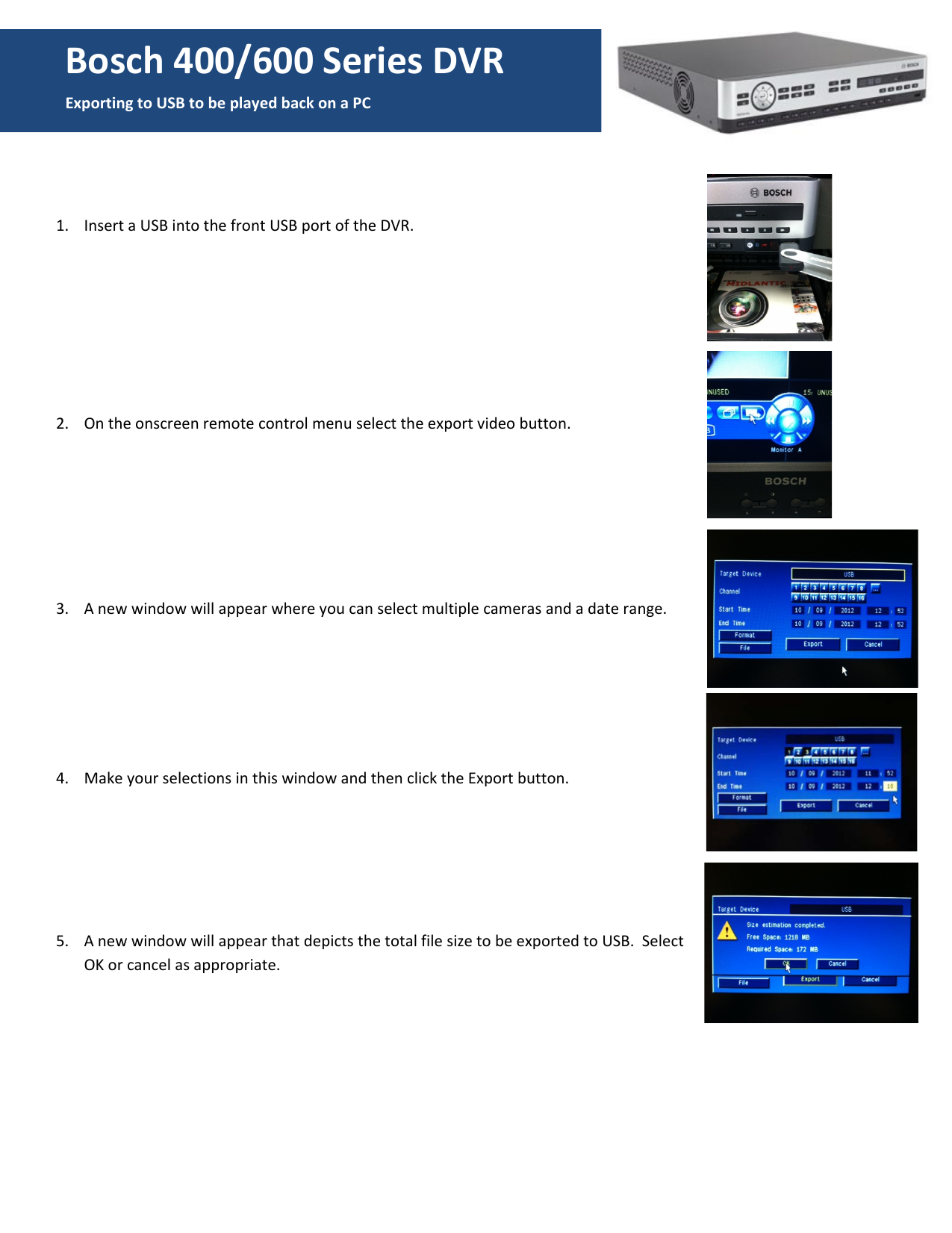 Bosch 400 600 Series Dvr Chesapeake Midlantic Marketing Manualzz