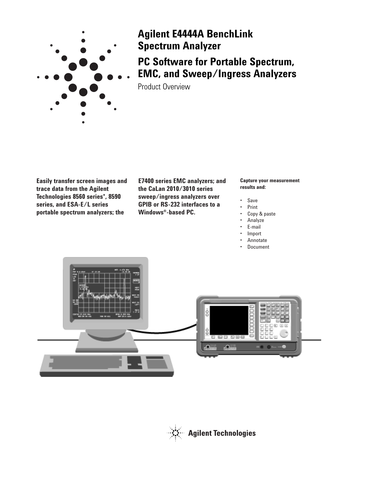 Agilent E4444A BenchLink Spectrum Analyzer PC Software for Manualzz