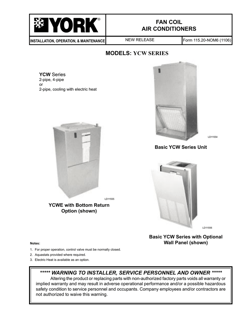 York LD11554 Air Conditioner User manual Manualzz