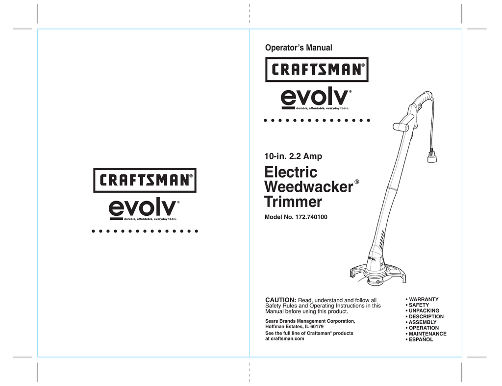 craftsman 12 inch weedwacker electric trimmer