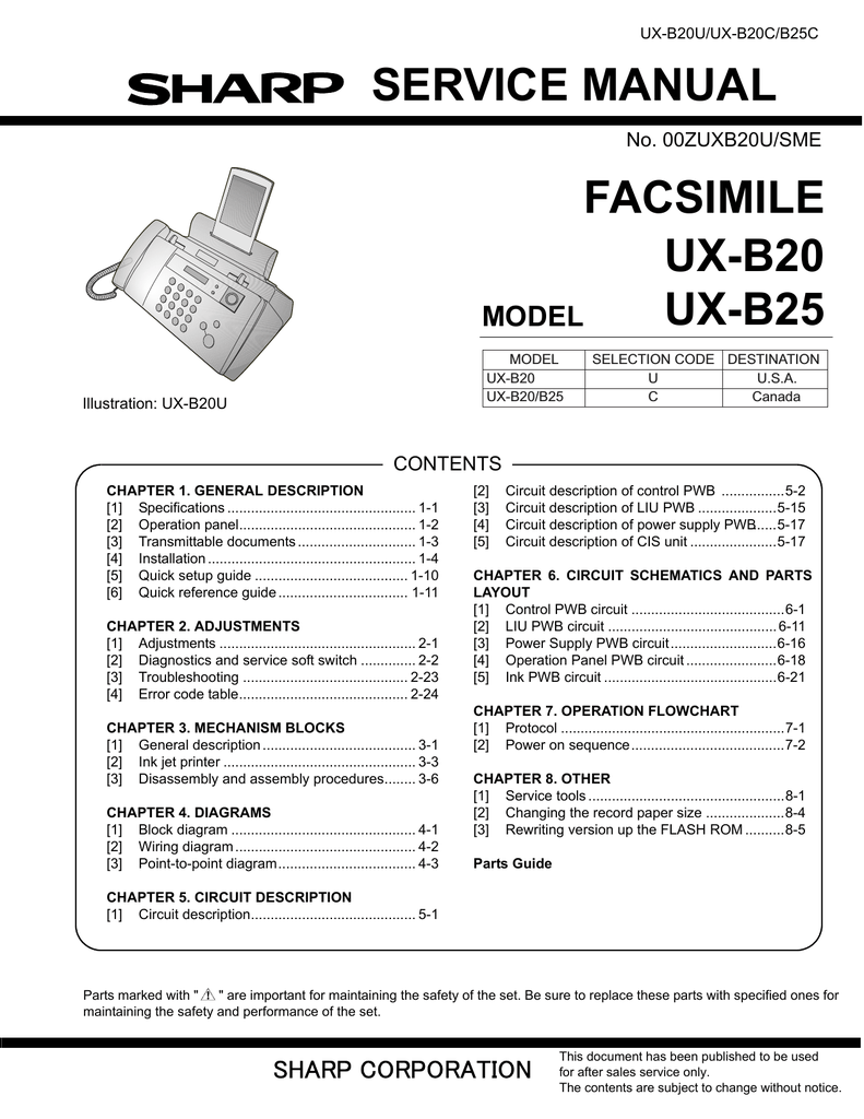 Sharp Ux B Service Manual Manualzz