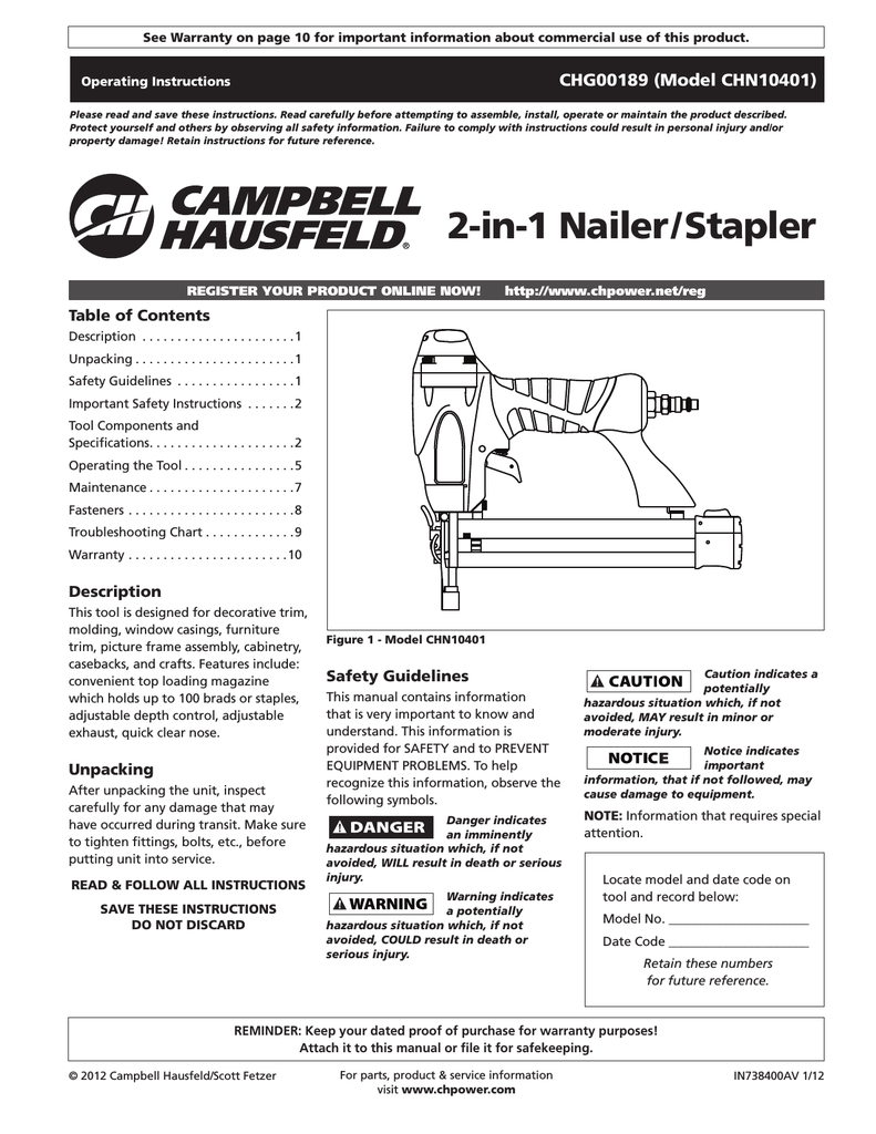 Campbell Hausfeld NB0030 Operating instructions Manualzz