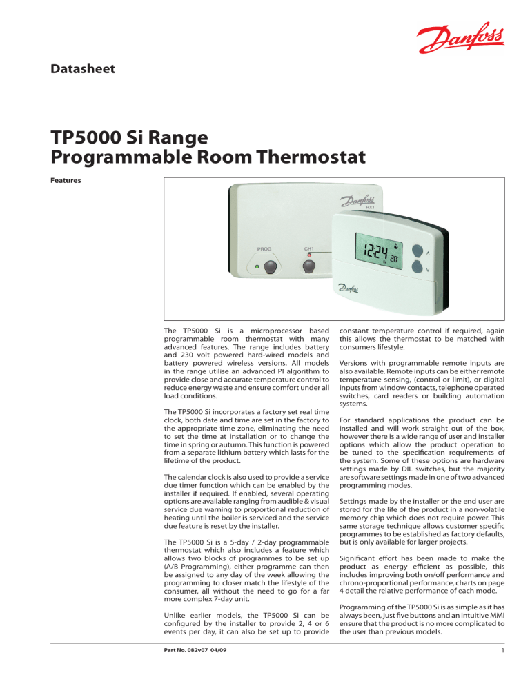 Danfoss TP5000 si range User manual Manualzz