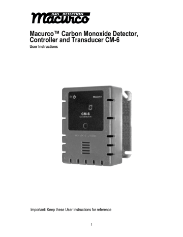 Macurco CM-6 User Instructions | Manualzz