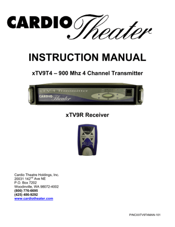 Cardio Theater Xtv9r Instruction Manual Manualzz