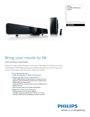 Sharp | R-430D | User manual | HSB4383/98 Philips SoundBar DVD home theater | Manualzz