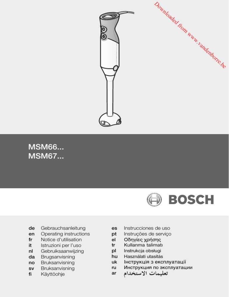 Bosch Msm66 Anvandarmanual Manualzz