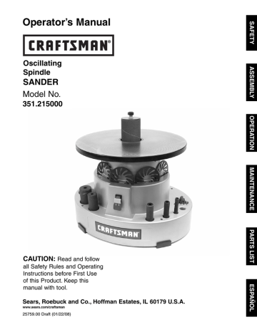 Craftsman 351.215000 Operator`s Manual | Manualzz