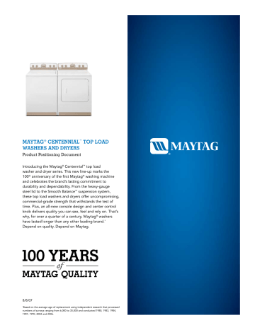 Med5707tq0 Mgd5600t Med User Manual Maytag Centennial Top