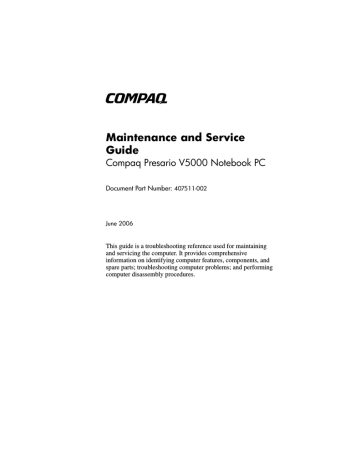 Illustrated Parts Catalog. Compaq Presario V5000 Series, v5000, 407511-002 | Manualzz