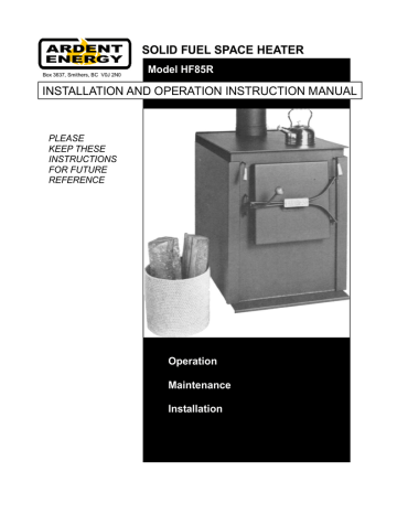 Ardent Energy HF85R Instruction manual | Manualzz